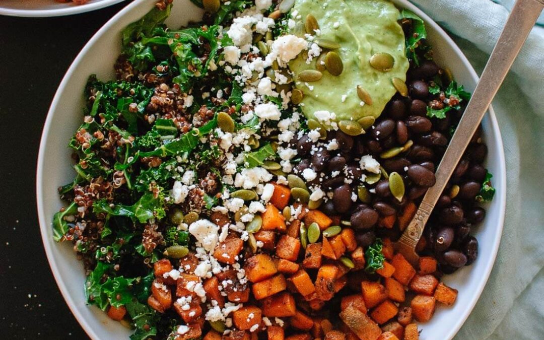 Kale Salad with Beans Power Bowl